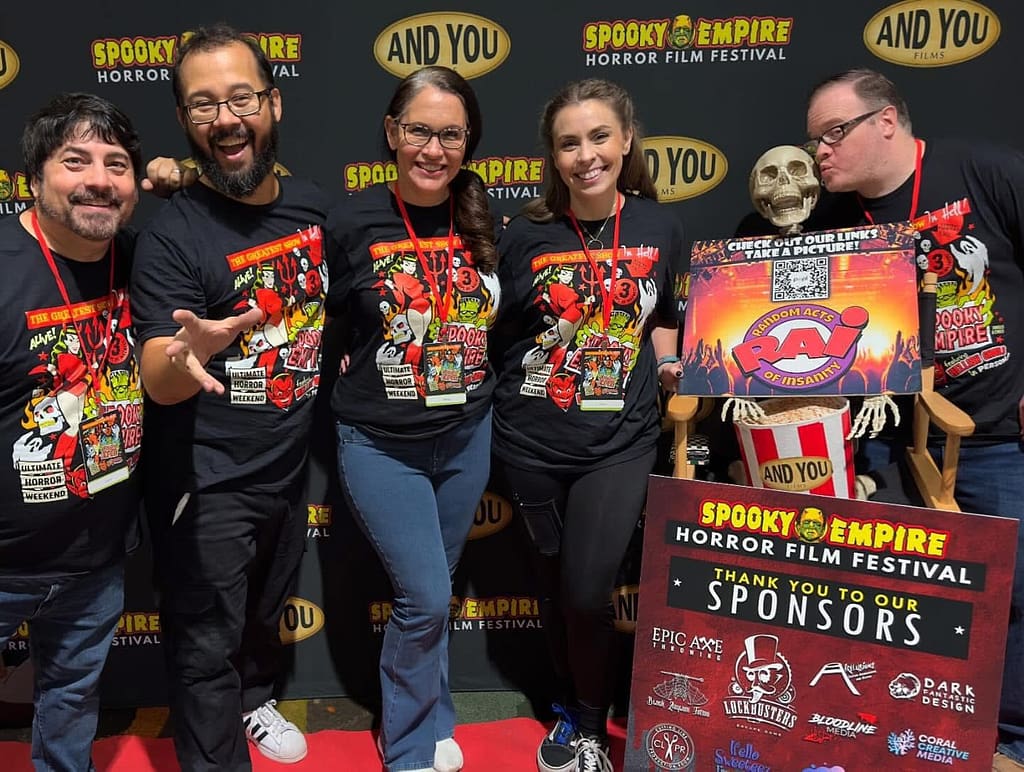 Jason, Andrew, Dee Dee, Jenna and Danno from Random Acts of Insanity perform improv comedy at Spooky Empire