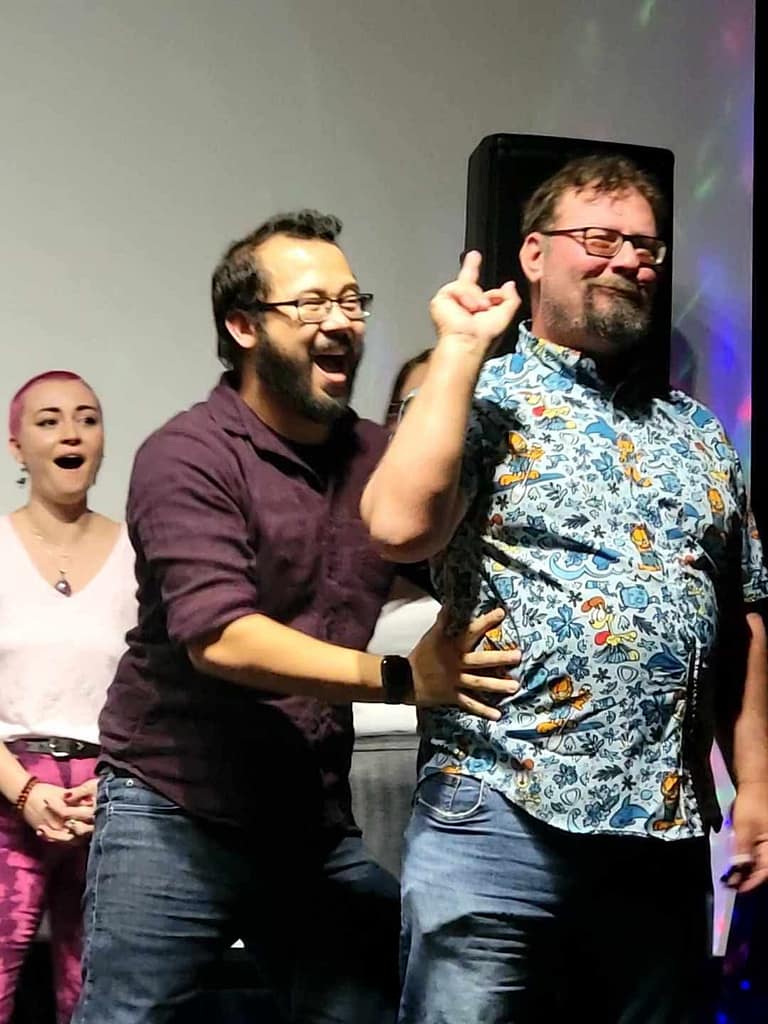 Haily, Andrew, and Matt perform improv comedy at Cinematique Theatre in Daytona Beach